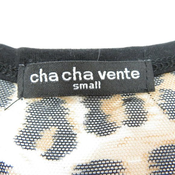 Cha Cha Vente Knit Tank Top Black with Mesh Animal Print Size SMALL - Picture 5 of 8